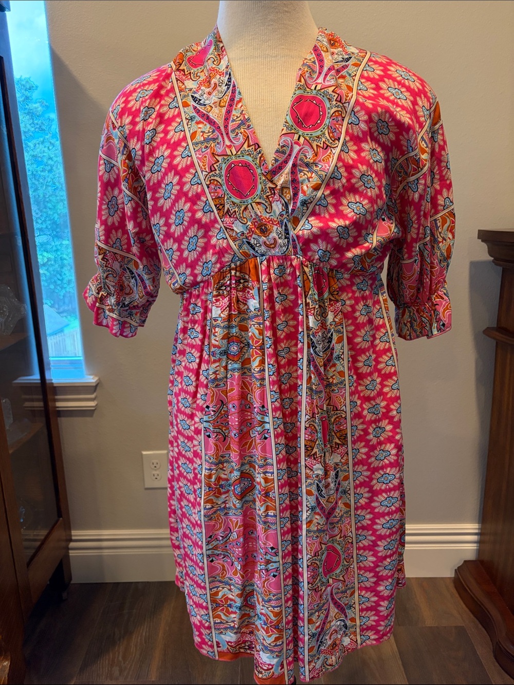 Pink Paisley Midi Dress